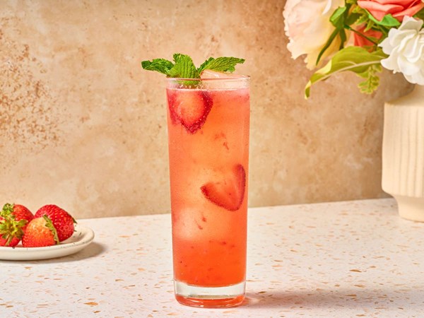 Strawberry-mint vodka cocktail