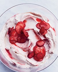 Strawberry mousse with strawberry salad