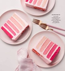 Strawberry ombré cake with rose gold foil