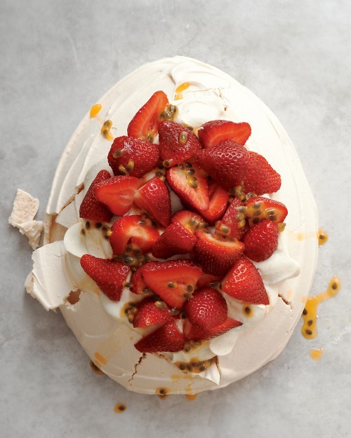 Strawberry passion fruit Pavlova