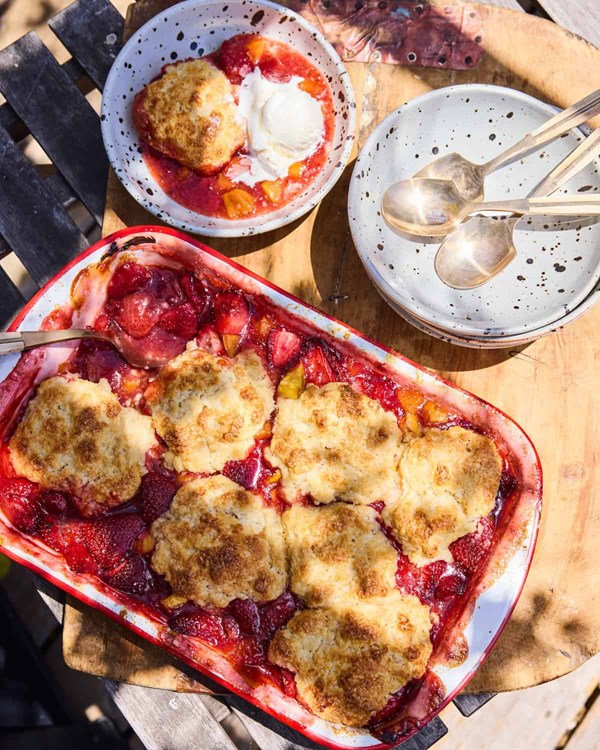 Strawberry peach cobbler