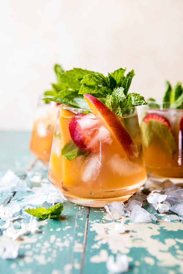 Strawberry peach sweet tea julep pitcher