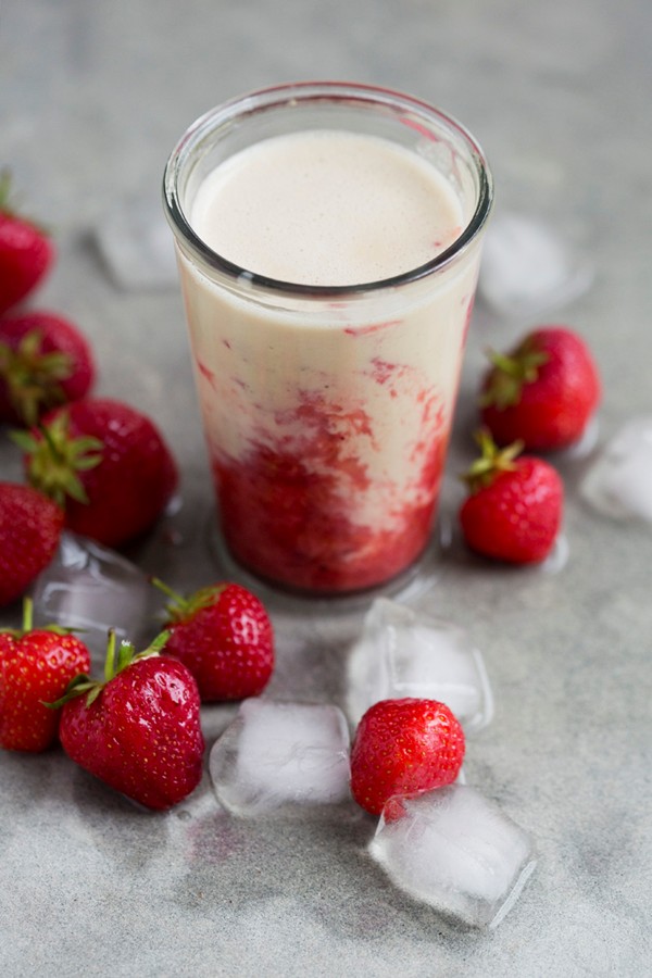 Strawberry peanut butter milkshake