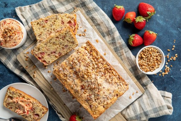 Strawberry-pecan bread with strawberry-pecan butter