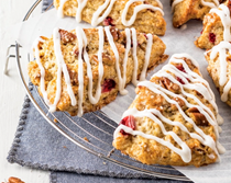 Strawberry-pecan scones [vanilla bean glaze]