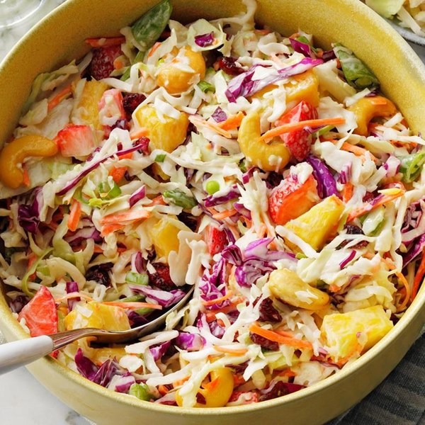 Strawberry-pineapple coleslaw