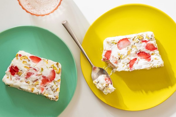 Strawberry pistachio frozen fruit salad