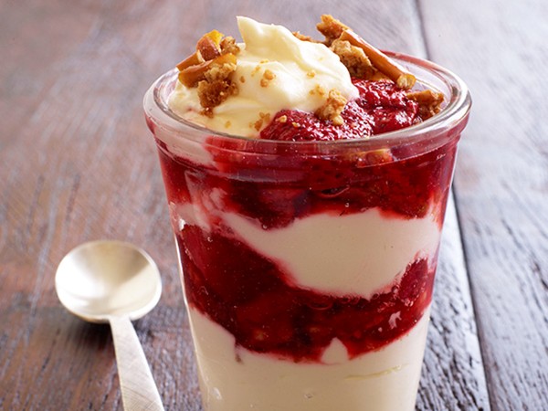Strawberry-pretzel trifles