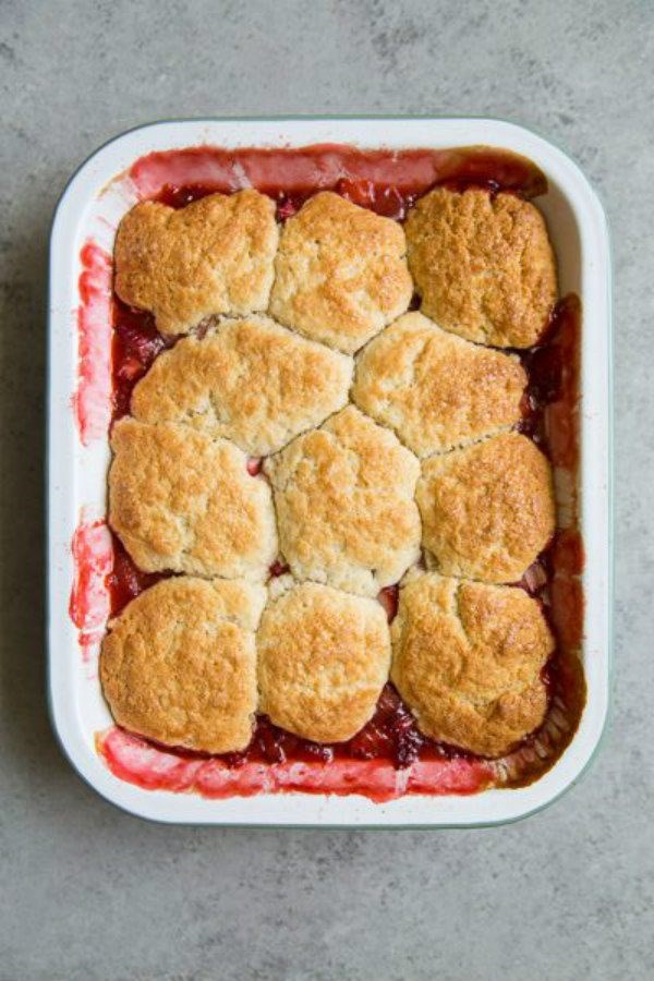 Strawberry rhubarb cobbler
