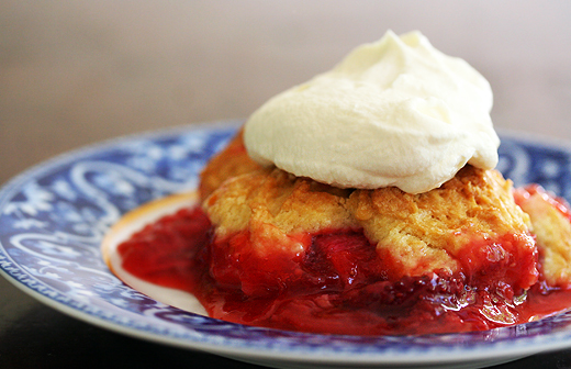 Strawberry rhubarb cobbler