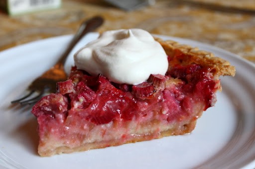 Strawberry rhubarb custard pie