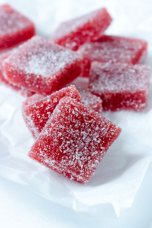 Strawberry-rhubarb pate de fruit