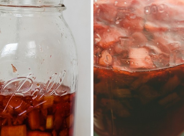 Strawberry rhubarb shrub