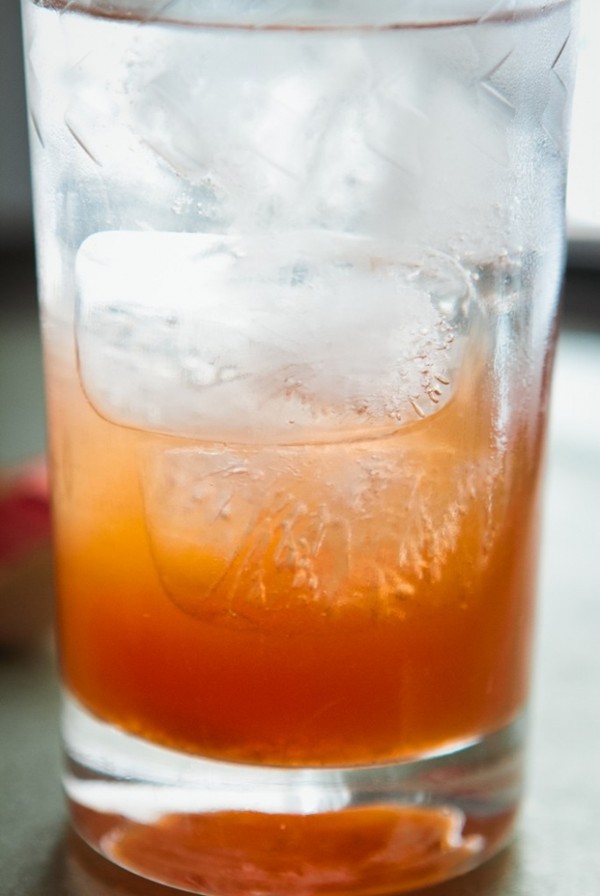 Strawberry-rhubarb shrub collins
