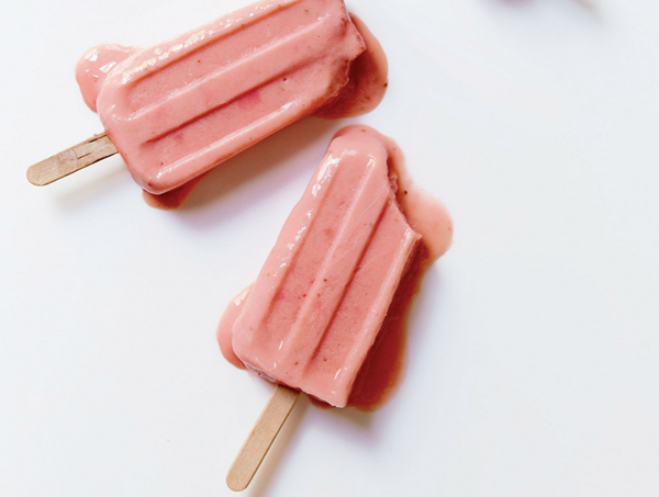 Strawberry rhubarb yogurt pops