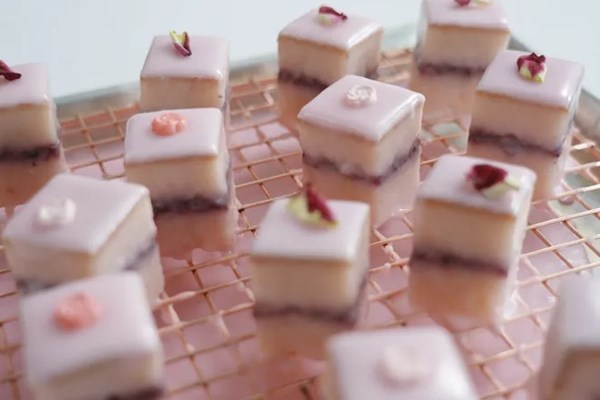 Strawberry rose petit fours