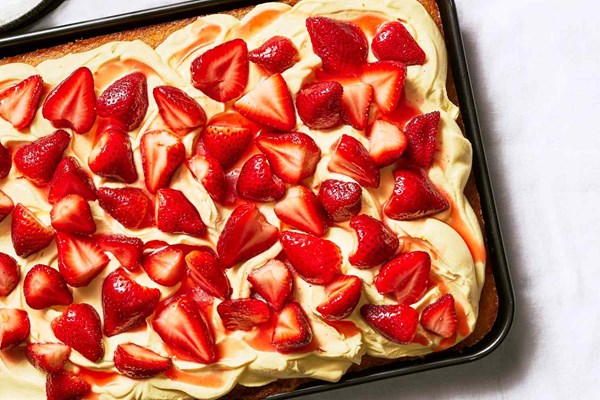 Strawberry-saffron shortcake