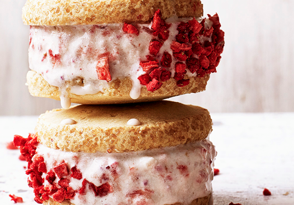 Strawberry shortcake ice-cream sandwiches