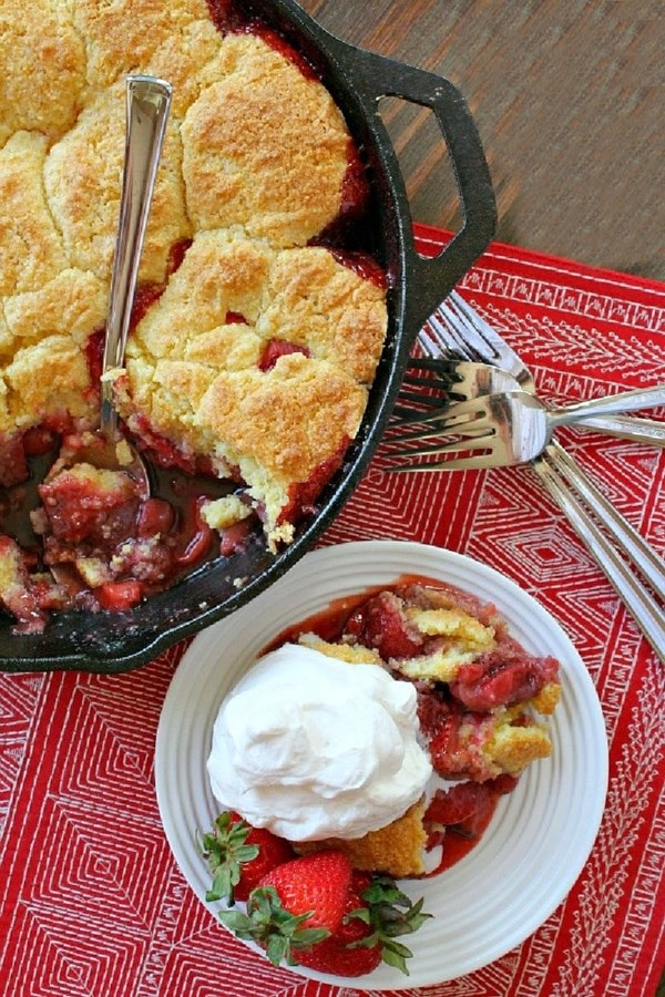 Strawberry shortcake skillet cobbler