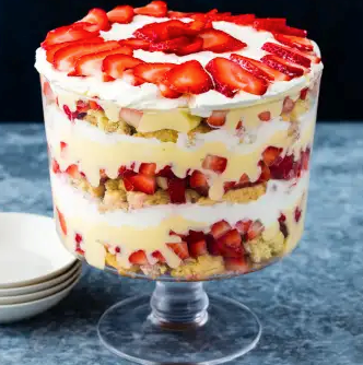 Strawberry shortcake trifle