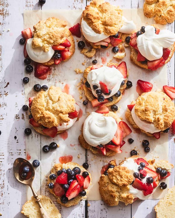 Strawberry shortcake with blueberries