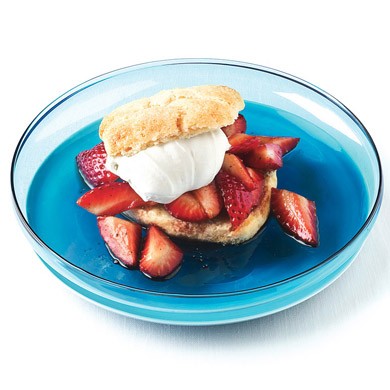 Strawberry shortcakes with balsamic and black pepper syrup