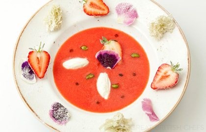 Strawberry soup and mosto cotto