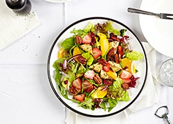 Strawberry spinach salad with orange poppy seed dressing