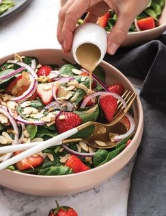 Strawberry spinach salad with white-balsamic dressing