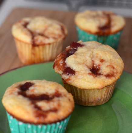 Strawberry swirled lime muffins
