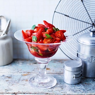 Strawberry, tomato and mint salad