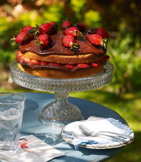 Strawberry Tootsie Roll cake