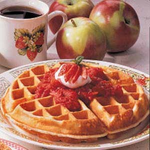 Strawberry-topped waffles 
