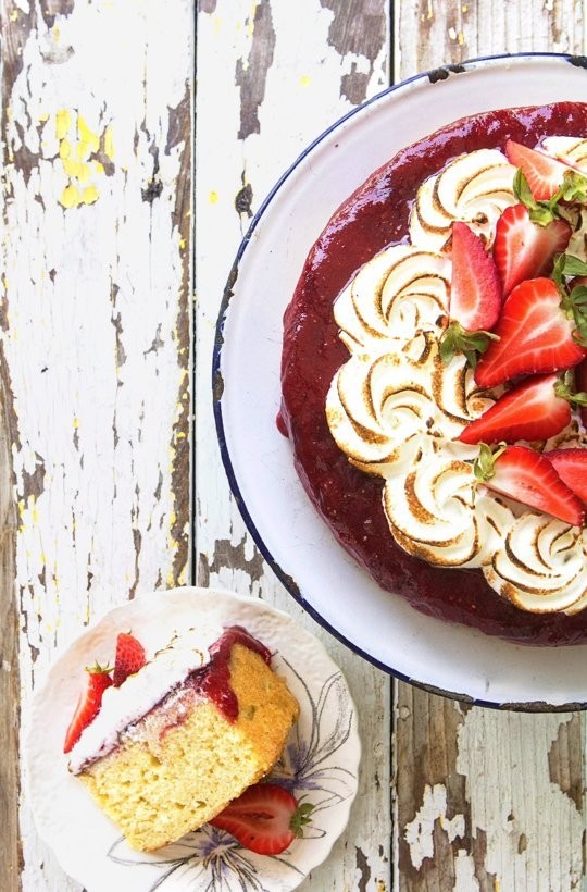 Strawberry upside-down cake