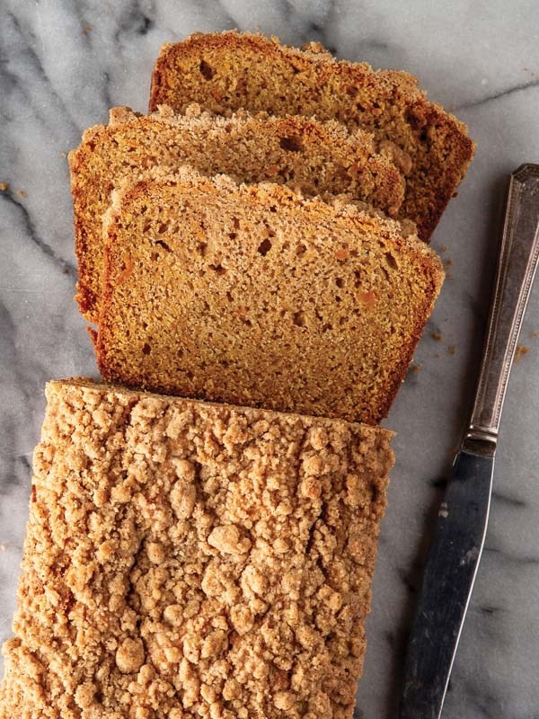 Streusel-topped baked sweet potato loaf