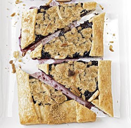 Streusel-topped double cherry slab pie