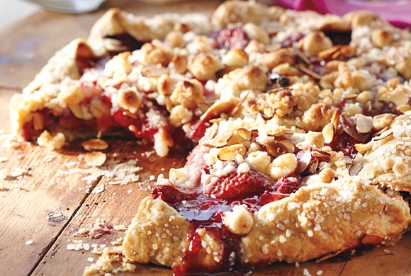 Streusel-topped strawberry galette