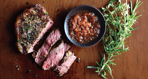 Strip steak with Japanese dipping sauce