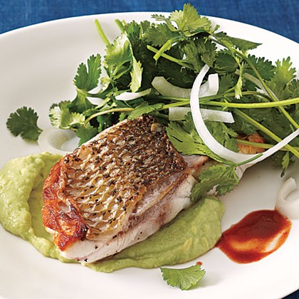Striped bass with cilantro-onion salad