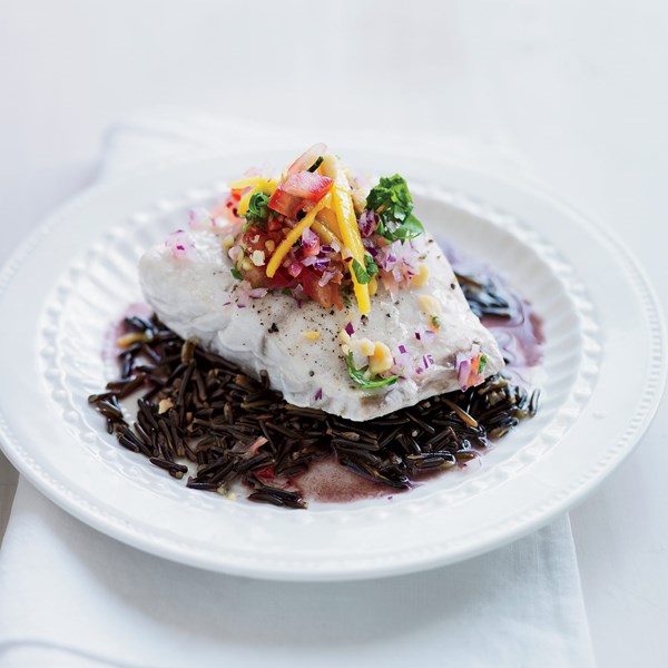 Striped bass with mango & pickled ginger salad [Eric Ripert]