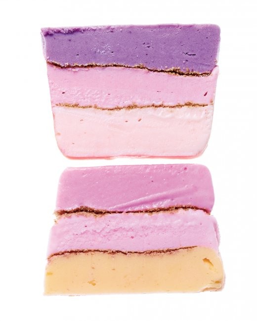 Striped frozen-yogurt terrine