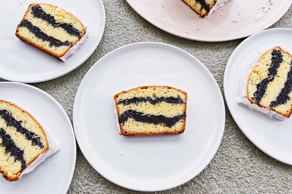 Striped lemon poppy seed bread