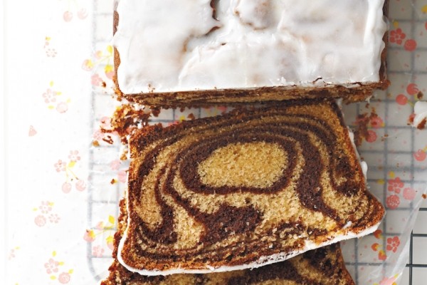 Stripey chocolate peanut butter loaf