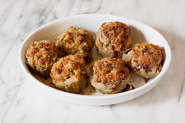 Stuffed artichokes with capers & anchovies (Carciofi ripieni alla Siciliana)