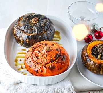 Stuffed baby squash with creamy mushrooms & tarragon