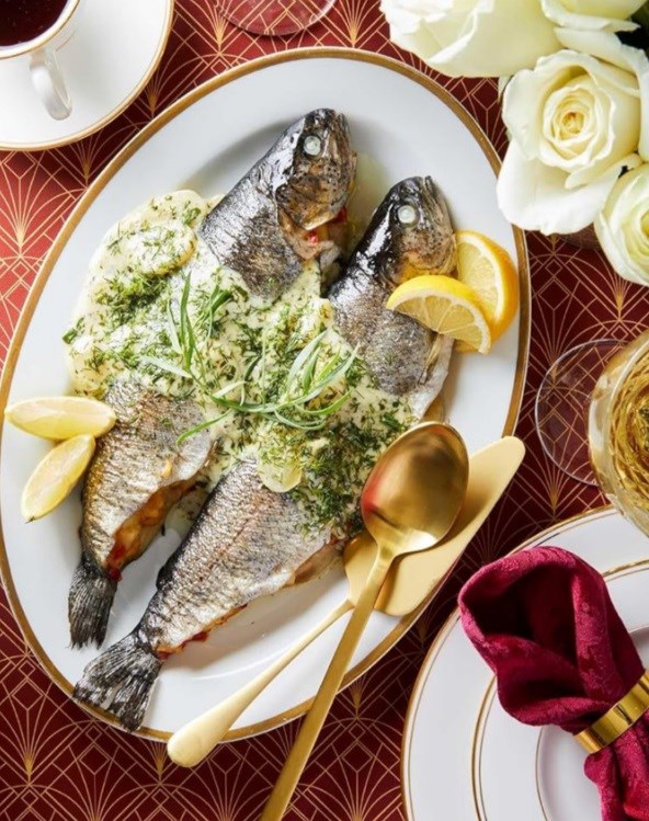 Stuffed brook trout Véronique