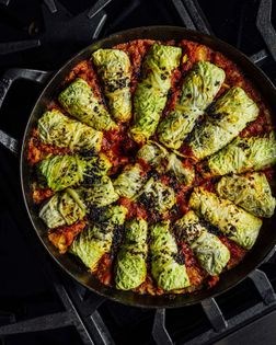 Stuffed cabbage rolls in tomato sauce