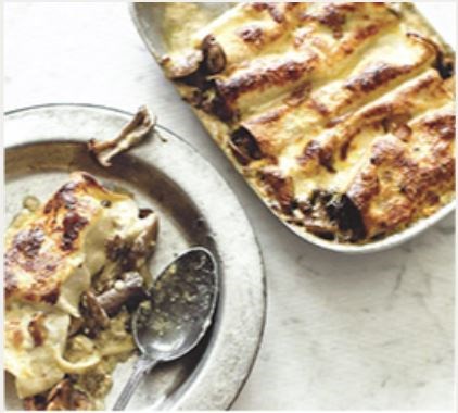 Stuffed cannelloni with Taleggio and truffle sauce (Cannelloni ripieni di funghi con salsa di Taleggio and tartufi)