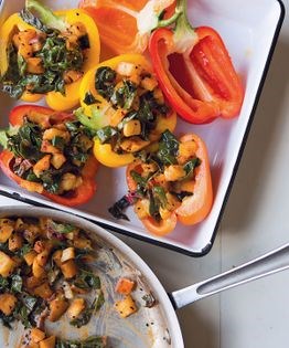 Stuffed capsicums with cumin potatoes
