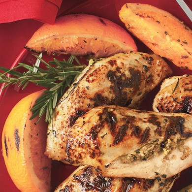 Stuffed chicken breasts with rosemary-orange dressing